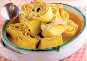 Rotolini di pasta ai carciofi