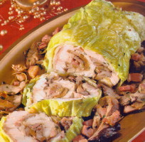 Rotolo di pescatrice e verza