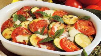 Zucchine e pomodori filanti